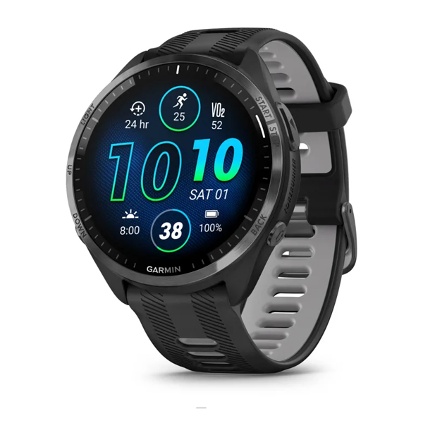 Đồng hồ Forerunner 965 - Carbon Gray DLC Titanium Bezel with Black Case and Black/Powder Gray Silicone Band
