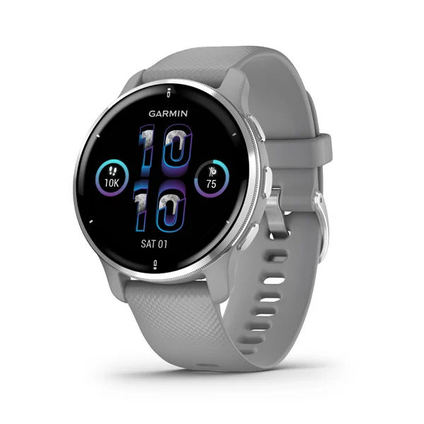 Đồng hồ Venu 2 PLUS - Silver Stainless Steel Bezel with Powder Gray Case and Silicone Band