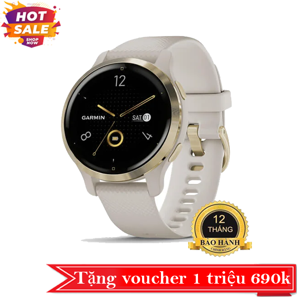 Đồng hồ Venu 2S - Light Gold Stainless Steel Bezel with Light Sand Case and Silicone Band
